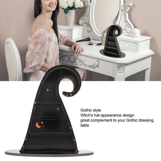 Gothic Witch Hat Crystal Display Shelf – PVC Stone Display for Bedroom or Office
