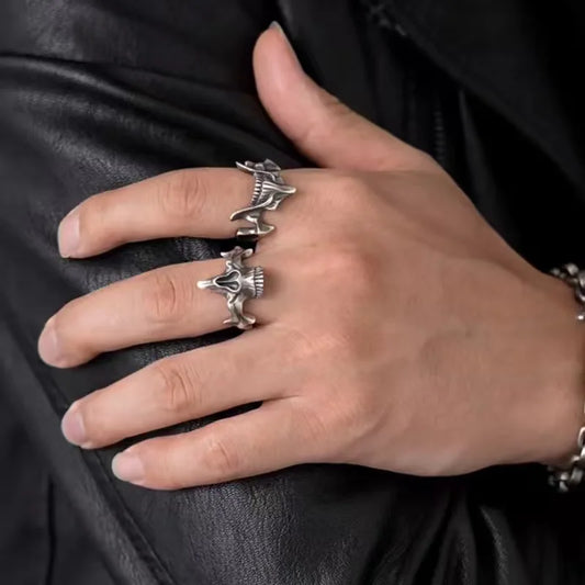 Yhpup 2Pcs Vintage Gothic Skull Mask Rings – Creative Punk Ring Set for Men & Women